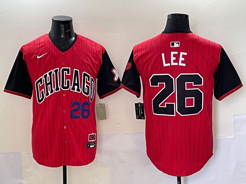 Men Chicago White Sox #26 Lee Red Stripe Joint Name Nike 2025 MLB Jersey style 3